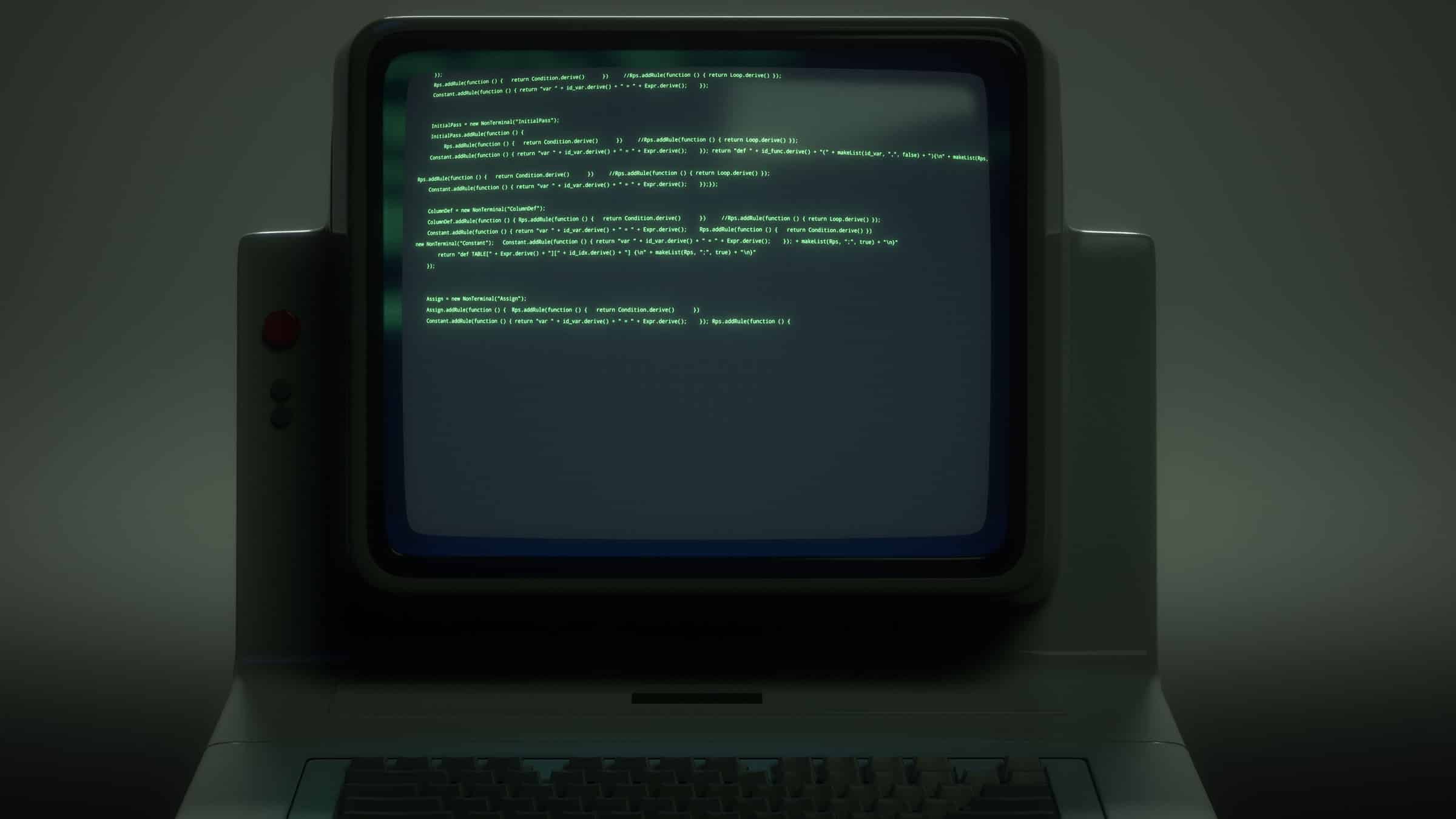 Photo of an old computer with a terminal screen