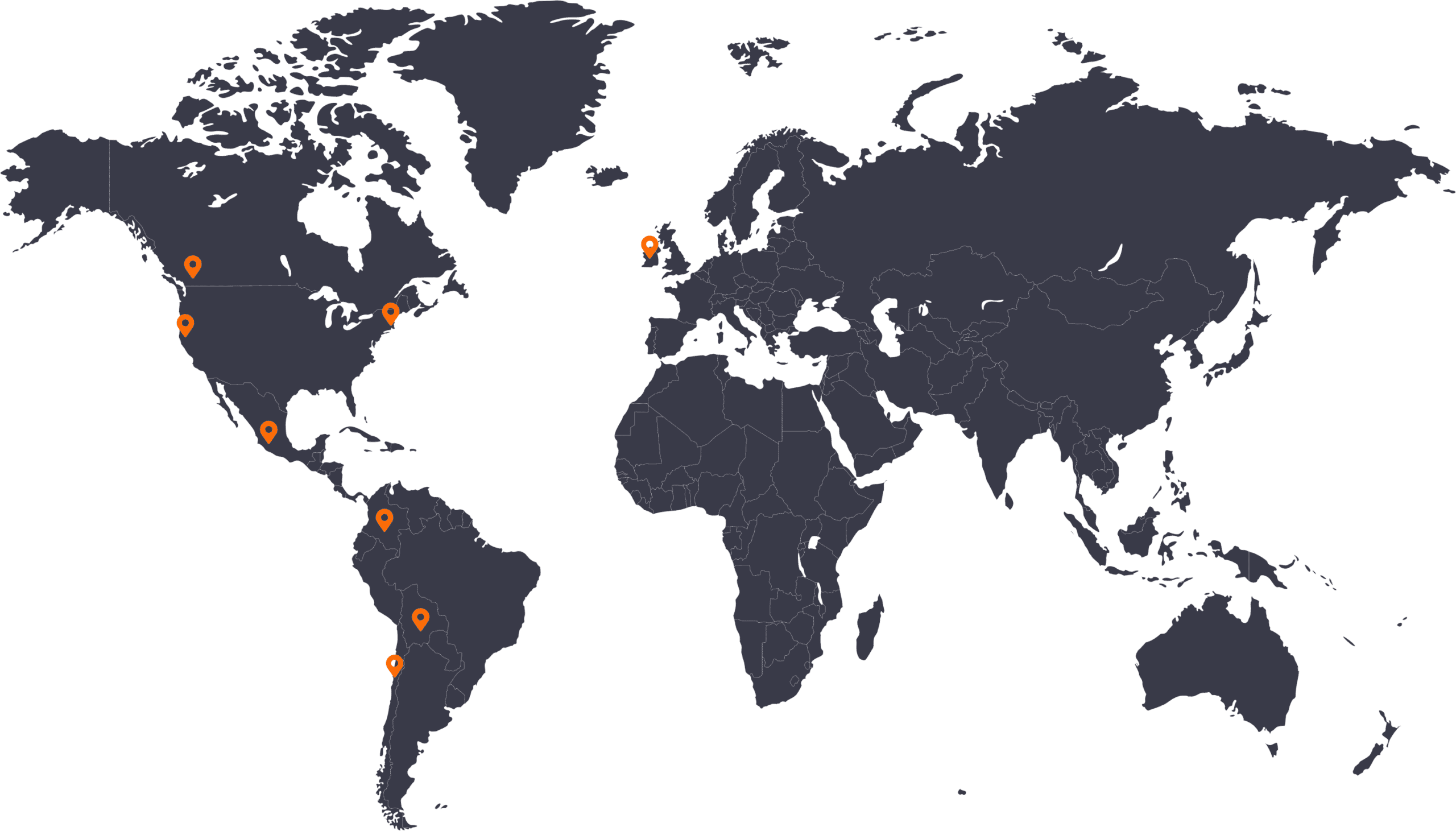 World map with Catalyst UX locations highlighted